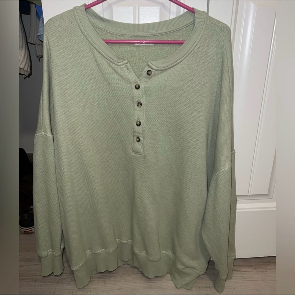 Sage Green Button-Up Sweater